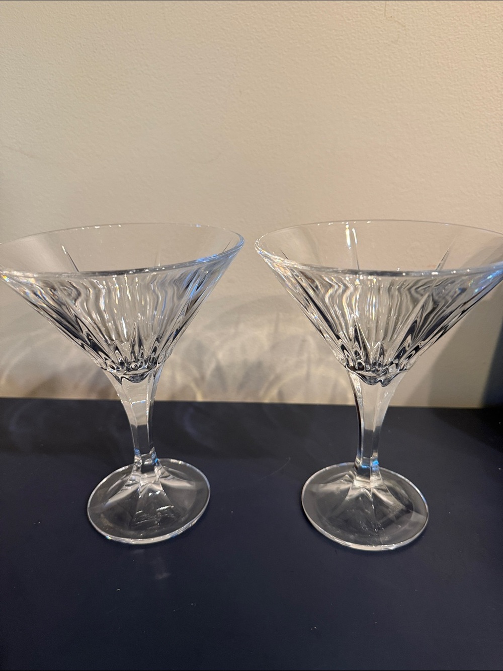 Vintage Pair of Godinger Ingrid Crystal Martini Glasses